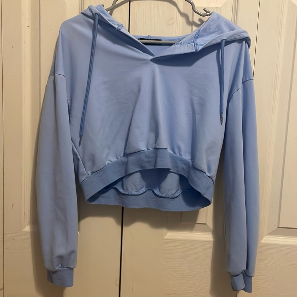 blue cropped hoodie